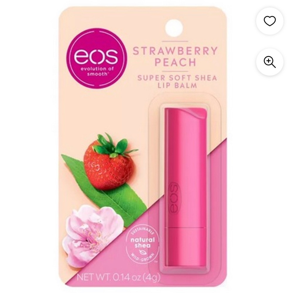 eos super soft strawberry peach lip balms .14 oz each 3 total NWT NEW bundle